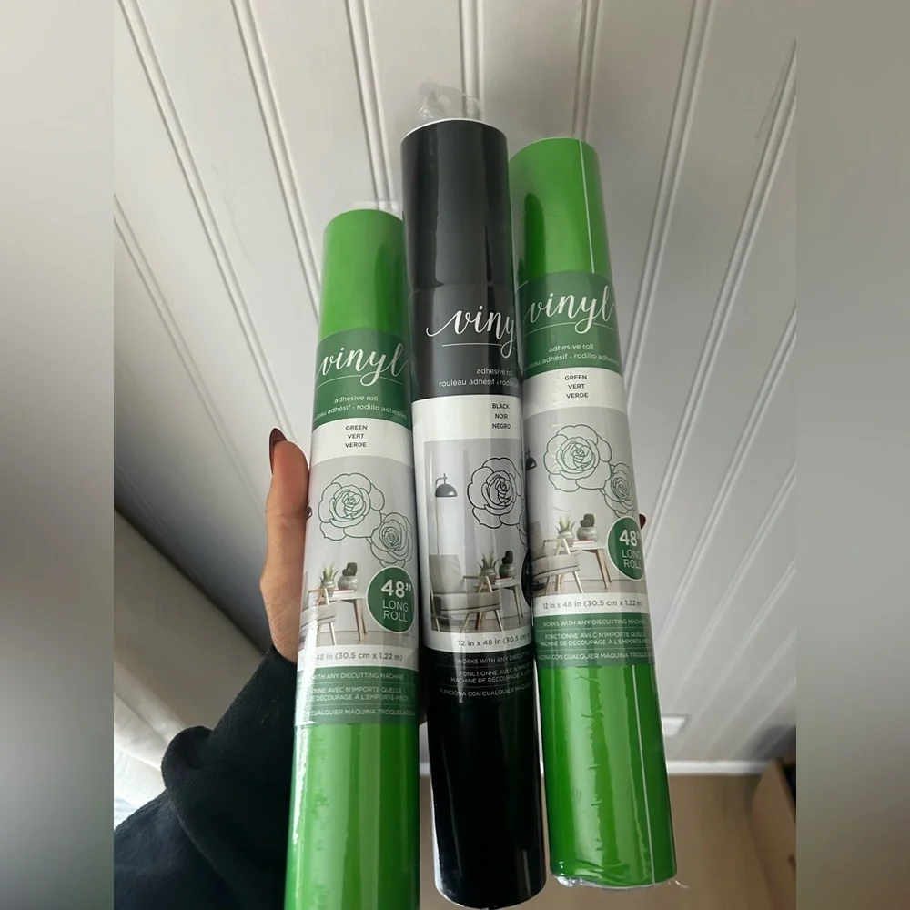 ⭐️ NEW 3 Vinyl Adhesive Rolls Green and black for Crafts